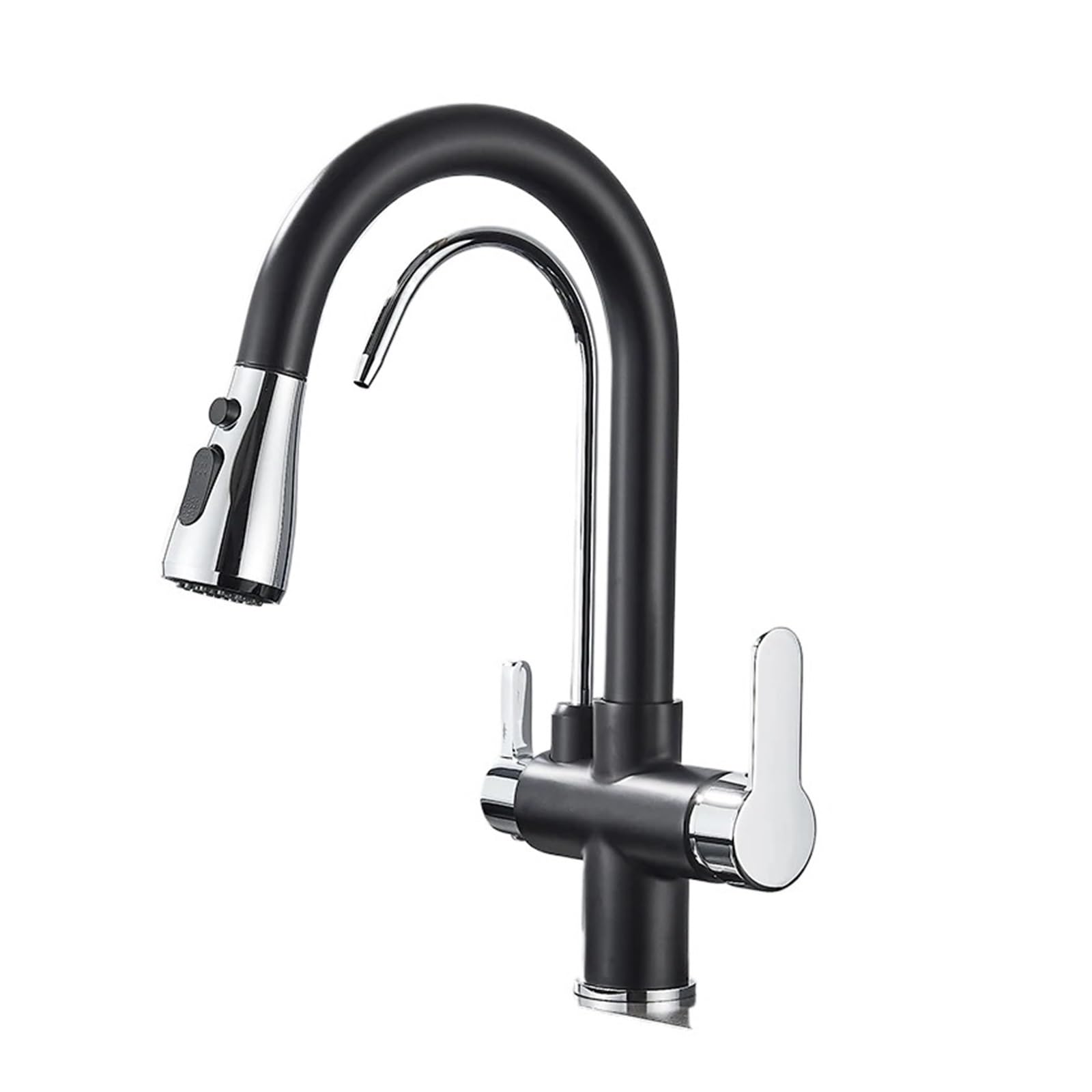 HTTGDGDH Matte Black Kitchen With 360° Rotating Pullout Sprayer Durable Water Filter Crane Antique Brass Mixer For Sink Perfect For Modern Kitchens,Type Ablack Chrome