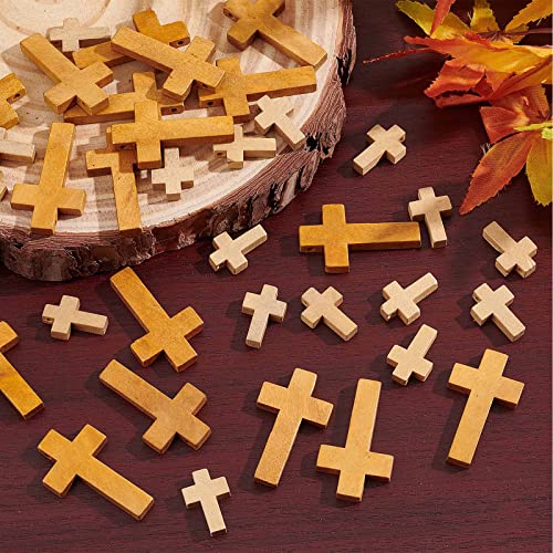 SUNNYCLUE 100Pcs 2 Styles Easter Wooden Crosses Bulk Wood Cross Charm Natural Wood Crosses Beads Cross Charms for Crafts Party Men Women DIY Bracelet Necklace Earrings jewellery Making Accessories - Image 4