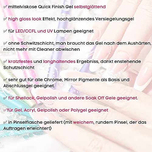 1x 10ml Quick Finish Flexibel Einzigartig UV/LED Versiegelungsgel ohne Schwitzschicht +700 Kristalle Glanzgel High Gloss â Bild 3