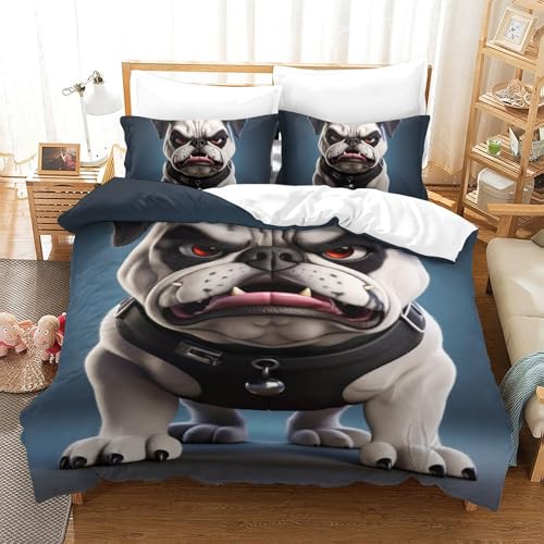 Housse de couette Bouledogue Français 3D microfibre douce - 2