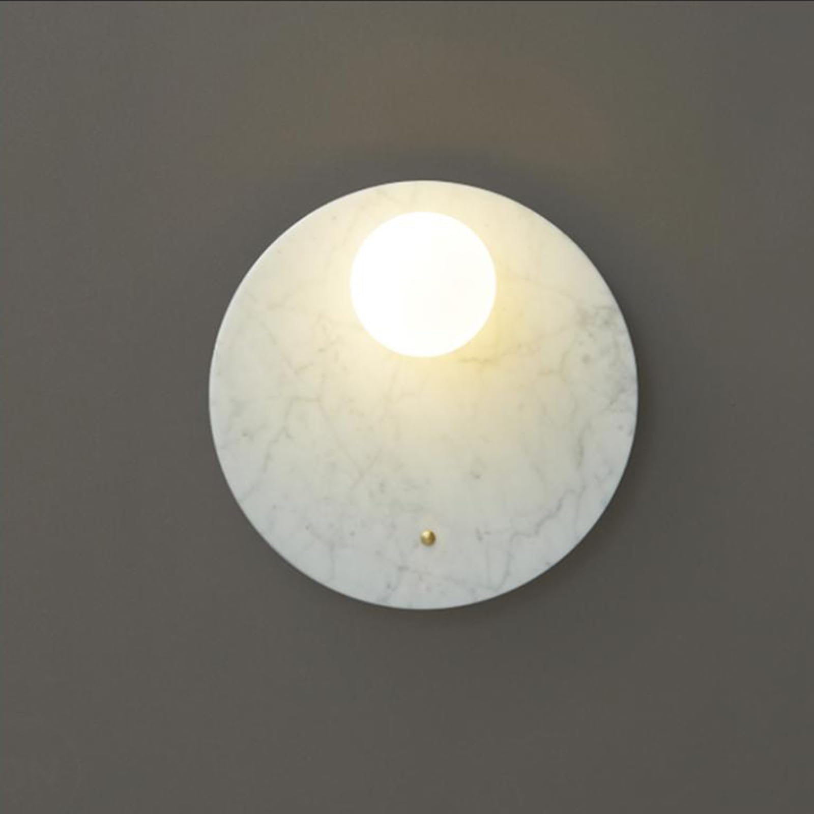 Kikioo 11.8" Mid Century Alabaster Wall Sconce with Globe Round Marble Wall Mount Light Stone Wall Sconce Lighting Fixture for Living Dining Room Bedroom Kitchen Hallway