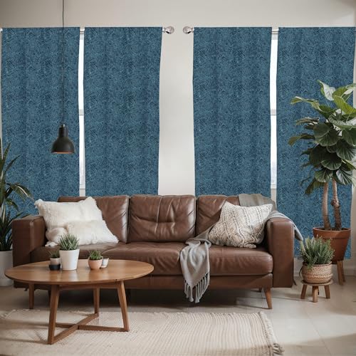 Ambesonne Navy and Teal Window Curtains Pack of 2, Abstract Flourish Nature Inspired Pattern Leaves Blossoms Print, Lightweight Set with Rod Pocket, 4 Panels of - 28" x 84", Turquoise Blue - Image 5