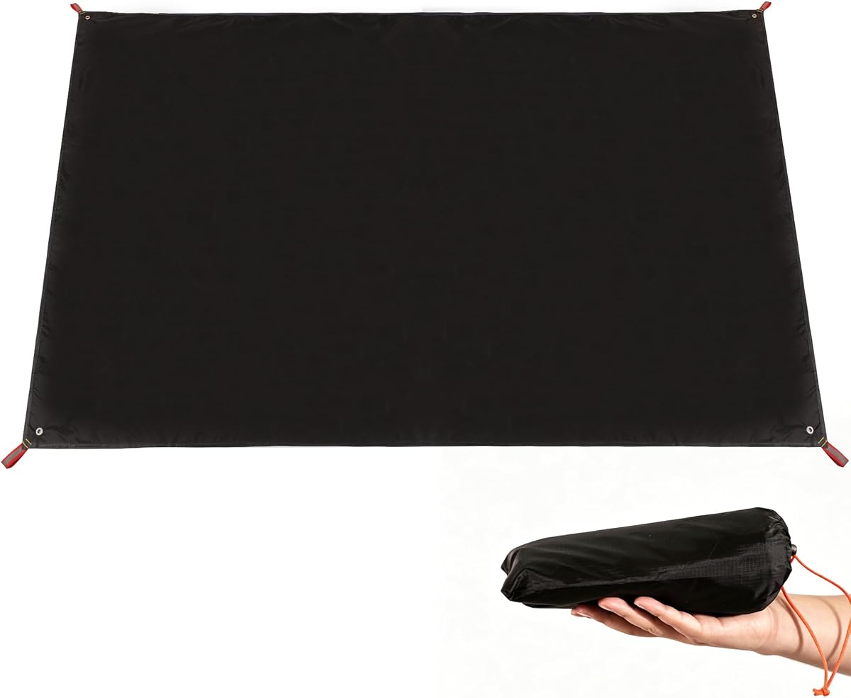 Ultralight Tent Footprint, PU 2000 Waterproof Camping Tent Tarp with Drawstring Carrying Bag for Ground Camping Hiking (55"x87" UL Black) | 1-2 Person 5×7ft Multifunctional Ground Cloth for Outdoor Camping, Hiking, Backpacking Gear, with Drawstring Carrying Bag