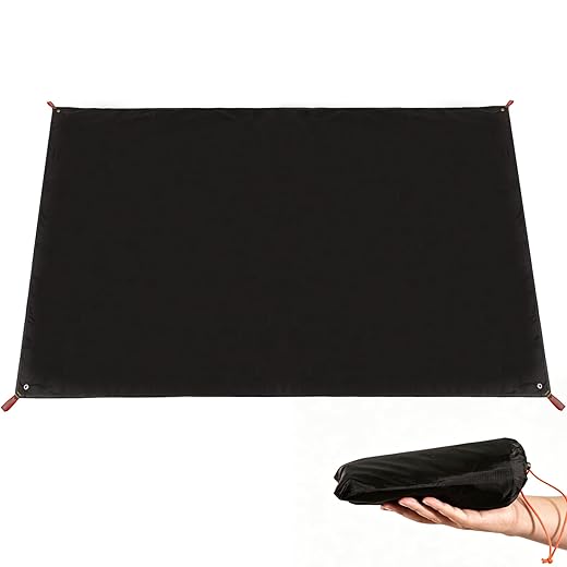 REDCAMP Ultralight Tent Footprint, PU 2000 Waterproof Camping Tent Tarp with Drawstring Carrying Bag for Ground Camping Hiking (55"x87" UL Black)
