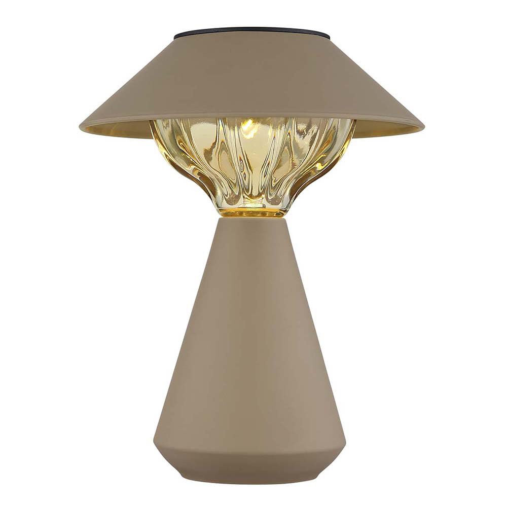 Solarlampe Tischleuchte Außenlampe sandfarben LED Gartenlampe Balkonlampe, Edelstahl, LED 3000K warmweiß, H 23 cm