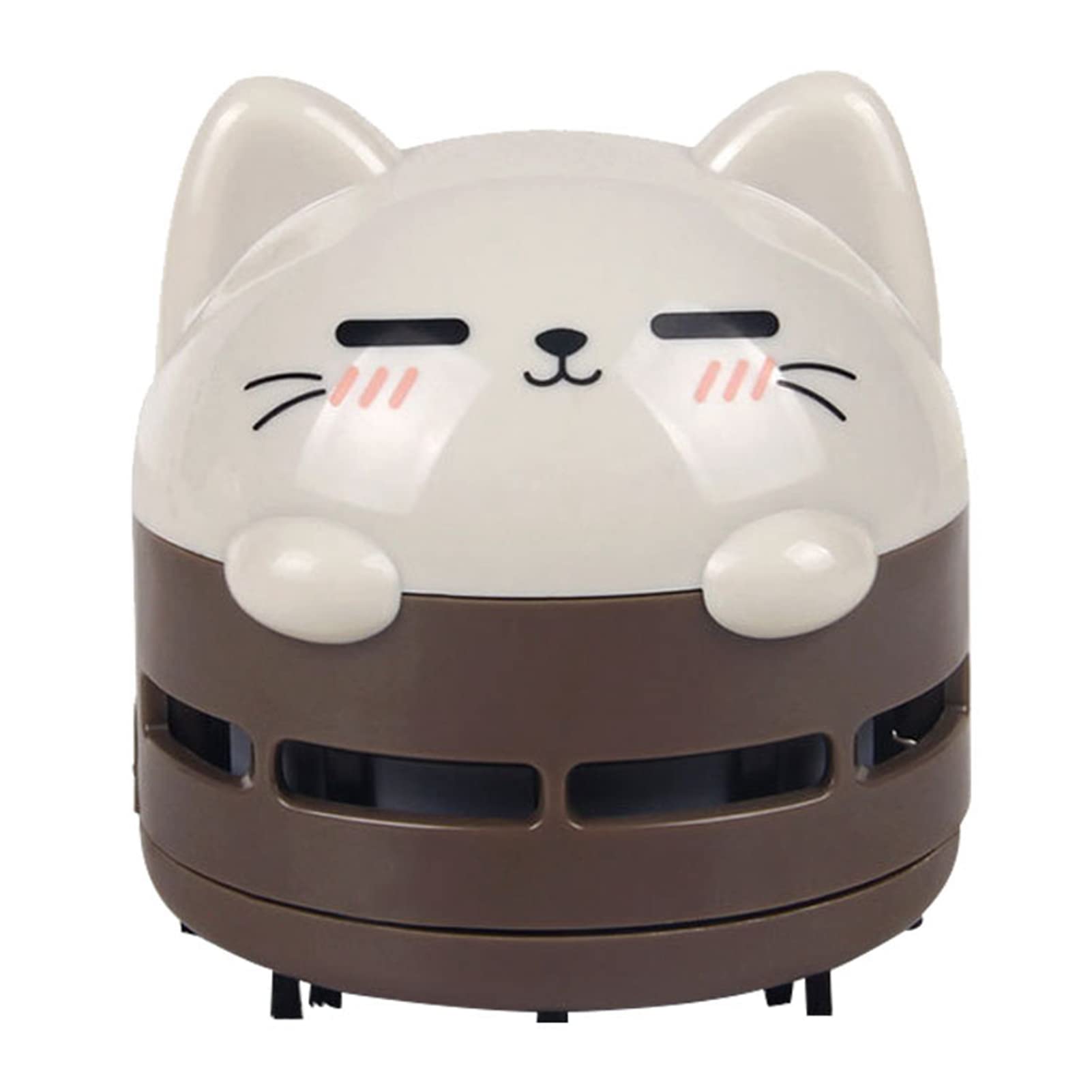HEITIGN Aspirateur de Bureau pour Chat/Chien, Mini Balayeuse de Poussière de Table Portable sans Fil Rotatif USB en Plastique ABS pour la Maison, Le Bureau, Le Clavier, L'école(Chat)
