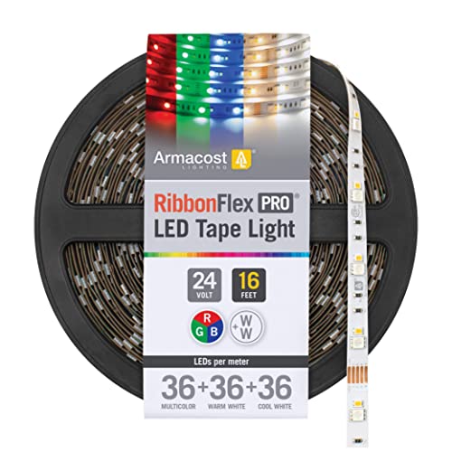 Image of Armacost Lighting RibbonFlex Pro 24V RGB+WW LED Strip Light Tape 36 + 36 +36 LED /m, 16.4' (5M) 645230