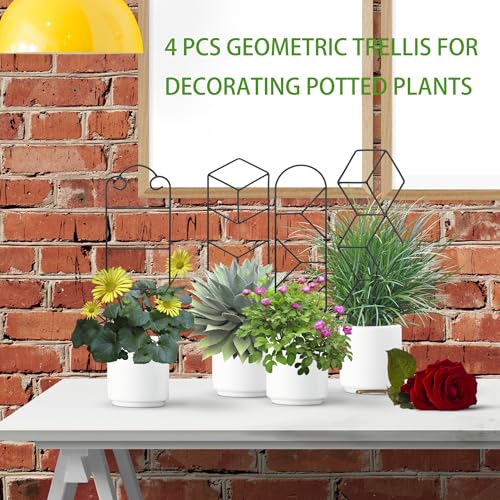 Image of 16 Inch Plant Trellis Indoor for Potted Plants 4 Pack Indoor Plant Trellis for Climbing Plants Houseplant Trellis Metal Garden Pot Trellis for Vine Ivy Support(16inch Black)