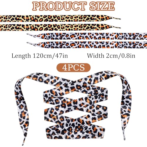 4Pcs Fashion Leopard Print Shoelaces Ribbon Shoe Laces Satin Shoe Laces for Womens Sneakers 2CM Wide2