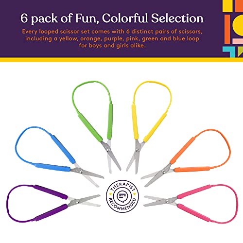 Special Supplies Loop Scissors For Teens And Adults 8 Inches (6-Pack) Colorful Looped, Adaptive Design, Right And Lefty Support, Small, Easy-Open Squeeze Handles, Supports Elderly And Special Needs #TOP2