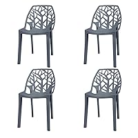 Generisch Set di 4 sedie in plastica Luna grigio moderno per giardino