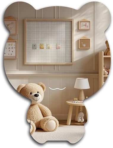 Lindo espejo acrílico con diseño de oso antiarañazos, irrompible, inastillable, HD templado, espejos decorativos de pared para el hogar, oficina,