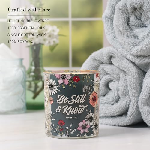 Image of Christian Art Gifts Be Still & Know Scented Candle: Soy Wax, Bible Verse