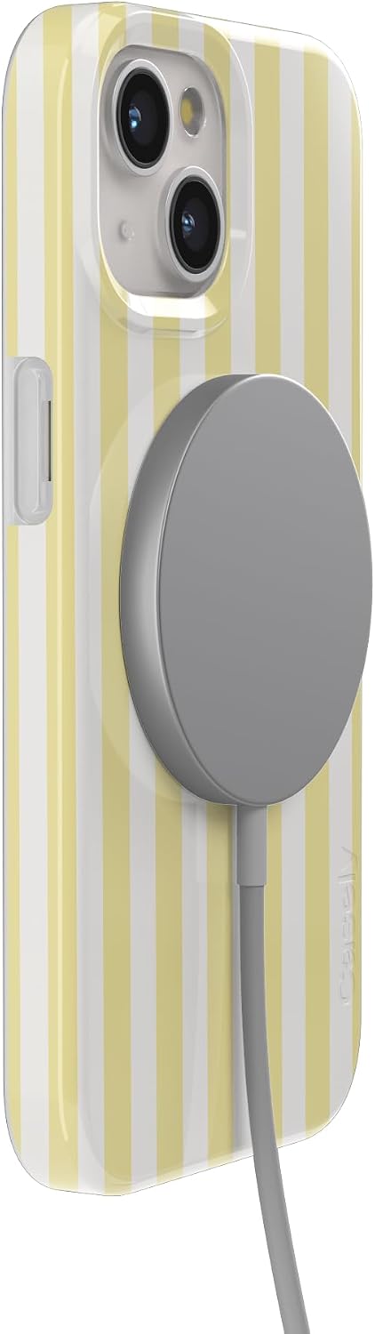 Casely iPhone 15 Plus Case | Butter Yellow Stripes | Sunday Best | Compatible with MagSafe | Classic Ultra Slim Design