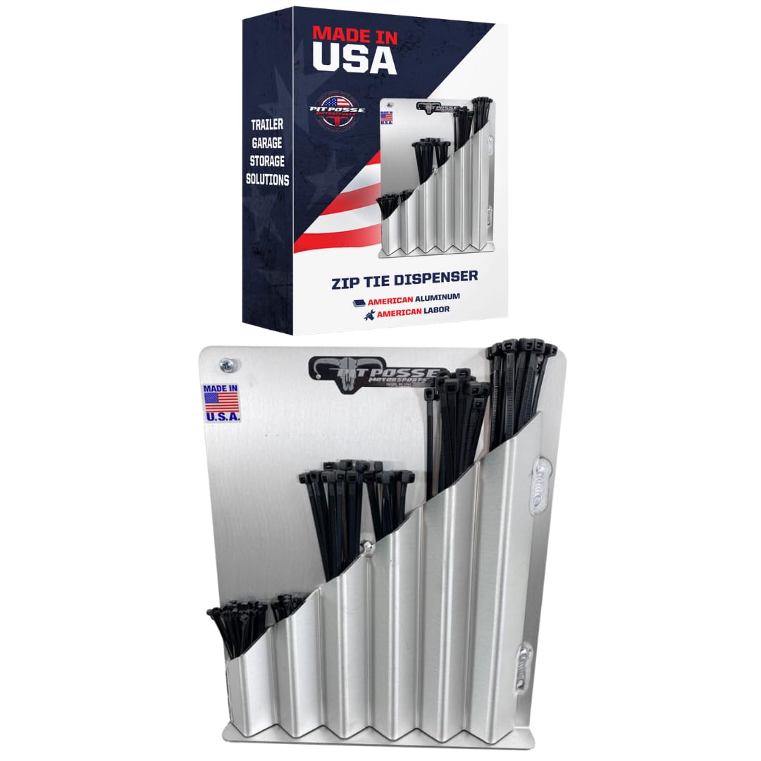 Pit Posse 544 Cable Zip Tie Storage Holder Rack Aluminum Enclosed Race Trailer Shop Garage Storage Organizer-Made in USA