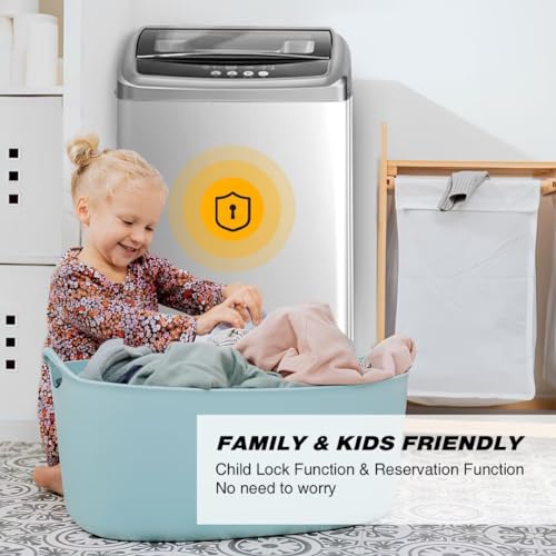 Apartment Washing Machine, 17.7 lbs Automatic Washing Machine with 10 Wash Promgrams and 8 Water Levels, Energy Saving Portable Washer Suitable for Apartments and Dorms
