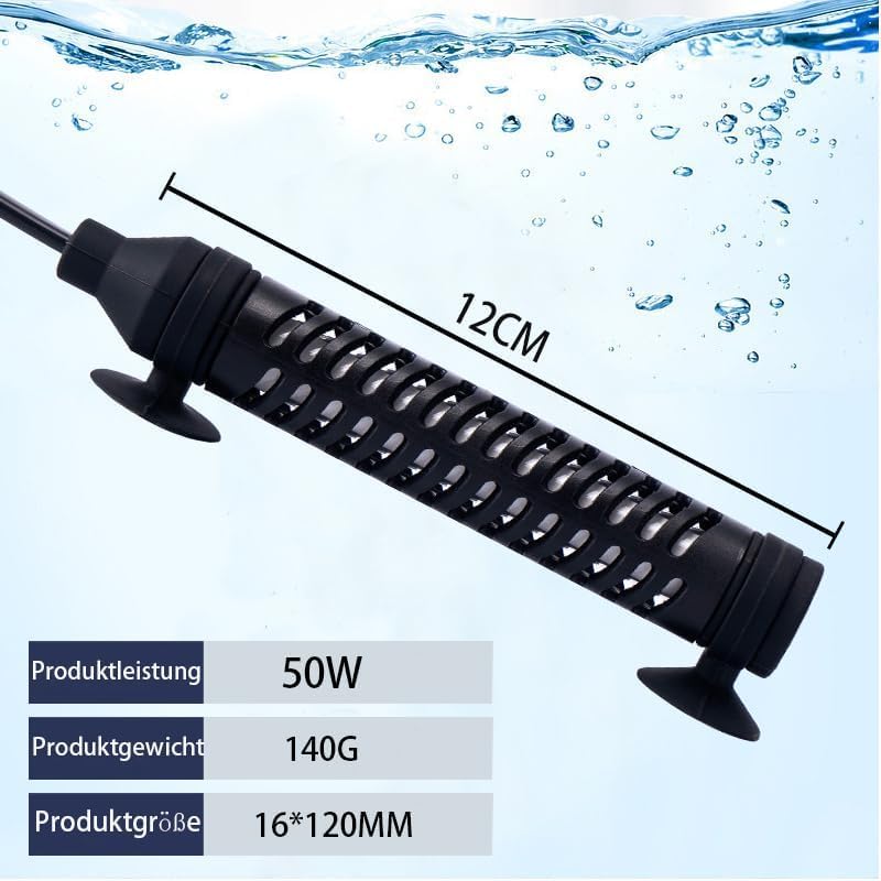 GERUI Réchauffeur d'aquarium 35 W/50 W (1 L-20 L) avec régulateur de température pour réservoirs de Poissons et d'aquarium avec Protection Contre la surchauffe (50 W)