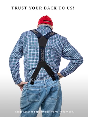 Image of Men's Industrial Strength Suspenders 2-Inch Wide X-Back Heavy Duty Braces Strong Metal Clips, Elastic Adjustable