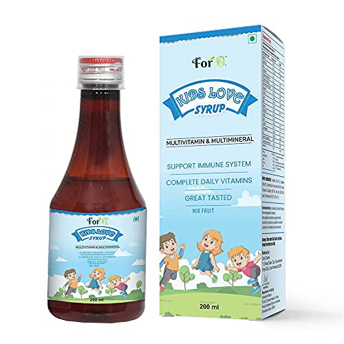 Madeforus Kids Love Multivitamin & Multimineral Syrup | Vitamin A, C & E | Zinc | Iodine | Helps Reach Nutritional | Mix Fruit | Great Taste | 200Ml