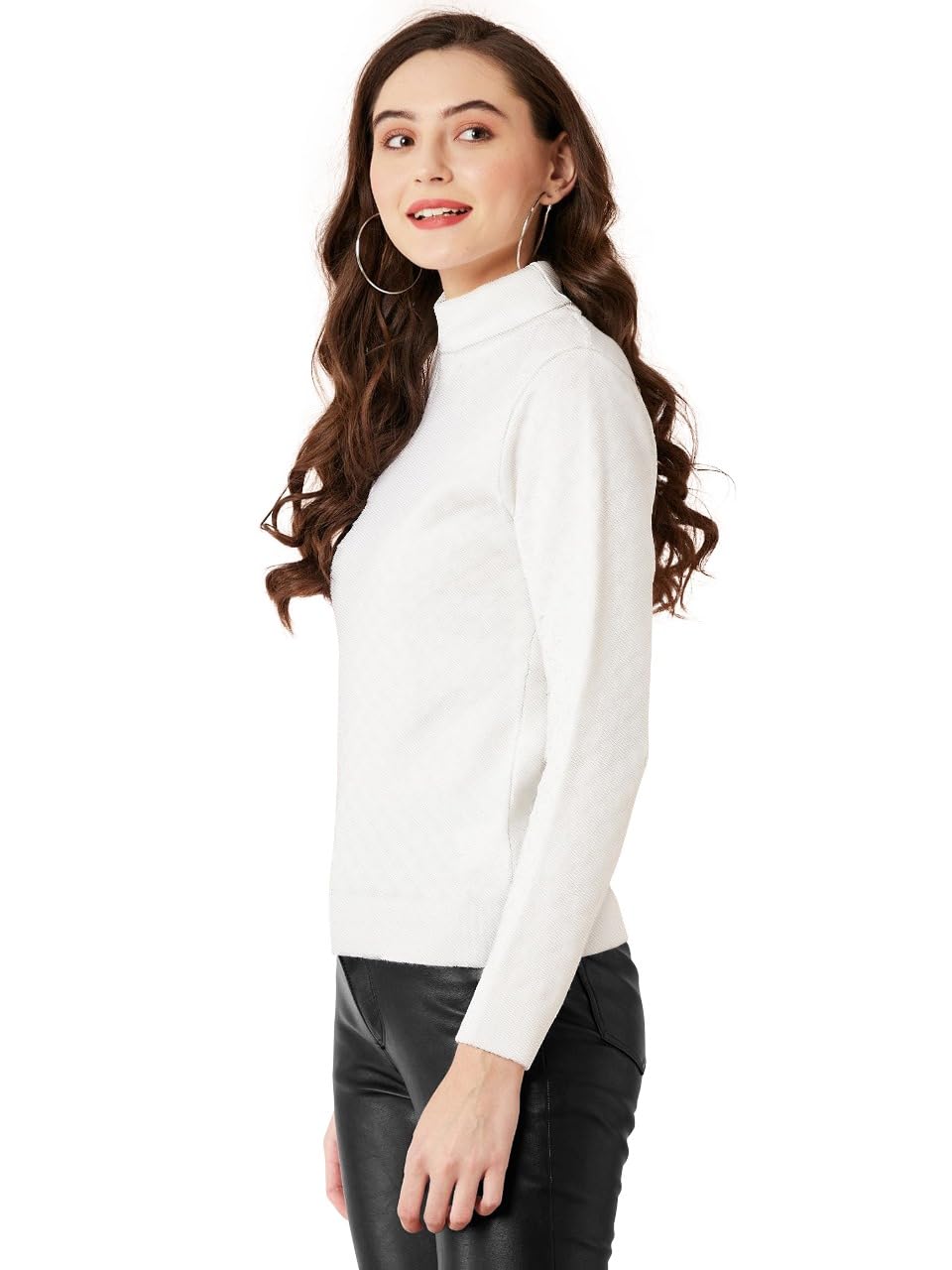 Purple Irish Women's Turtleneck Sweater Top, Long Sleeve, White, Ribbed Knit-picture-16