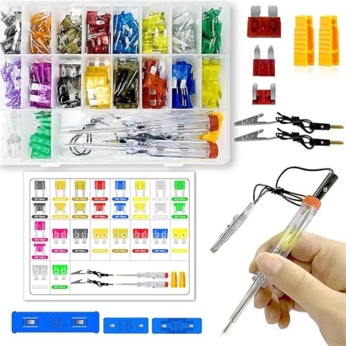 Kit de fusibles para automóvil con 306 piezas y probador de circuito para reparación y mantenimiento eléctrico automotriz miniatura 4