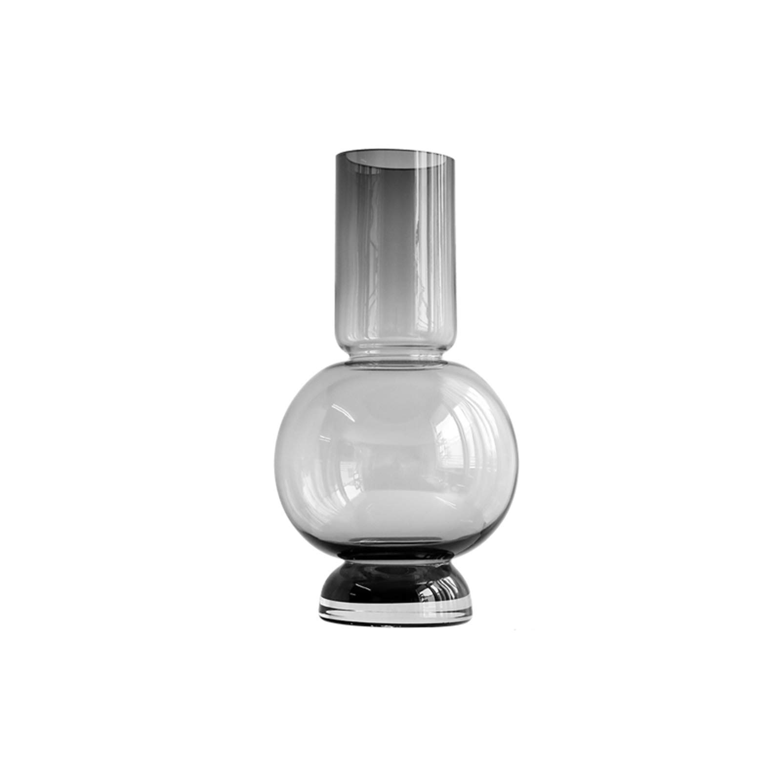 Vase scandinave en verre cristal vert avec base épaisse de 16cm pour décoration de table