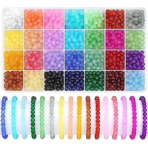 shynek 1400 Pieces 6mm Round Glass Beads for Jewelry Making, 28 Colors Crystal Beads for Bracelets Jewelry Making and DIY Crafts(Solid Color) Cover