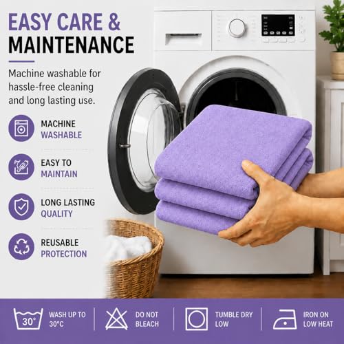 Image of Babylee 100% Waterproof King XL 78x72 Inch 6.5x6 Ft Fits Upto 10 Inch Mattress | Premium Terry Cotton Breathable Bed Protector | Mattress Cover for Double Bed | Lavender