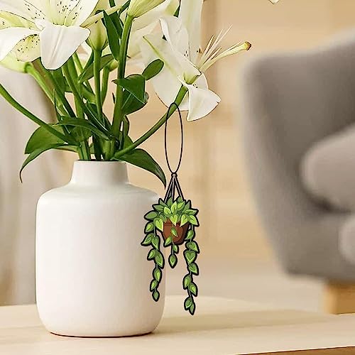 Image of 6 Pcs Plants Car Air Fresheners, Funny Plants Hanging Car Air Fresheners Long Lasting Cute Mirror Scented Hanging Decoration Ornaments Gift Interior Accessories for Men Women