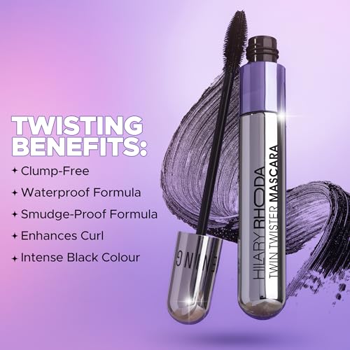 Image of Hilary Rhoda Twin Twister Mascara | Bold Black Finish | 2-in-1 Volumises & Lengthens | Waterproof & Smudge-Proof | Highly pigmented | Curl Enhancing | Clump-Free | 12ml