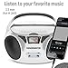 Magnavox Portable Top Loading CD Boombox with AM/FM Stereo Radio in Black | CD-R/CD-RW Compatible | LED Display | AUX Port Supported | Programmable CD Player | (White)