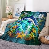 3D Kuscheldecke Delphin Flanelldecke 100x130 cm Mikrofaser Leicht Flauschige Weich Warme Kind Decke Delphin Wohndecke für Bett Sofaüberwurf Tagesdecke（Stil 140-1）