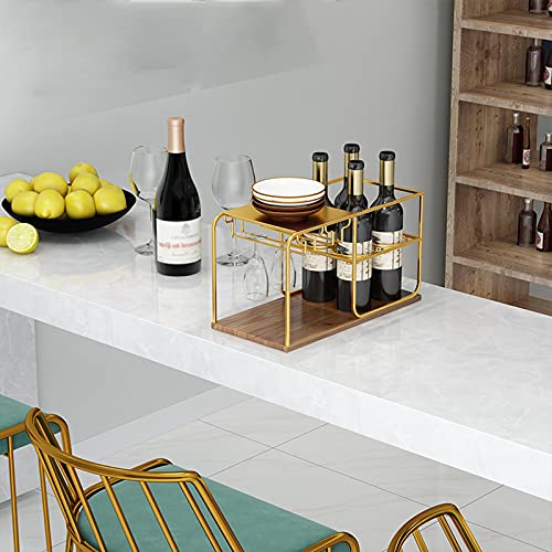 Portabotellas de vino metálico y madera para 4 botellas miniatura 6
