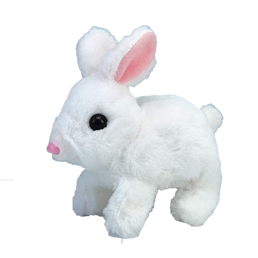 ONISHOMES Cookie Jumping Rabbit Easy on Hands, Interactive Toys Bunnies Can Walk and Talk, Easter Plush Stuffed Bunny Toy Walking Rabbit Educational Toys, Hopping Wiggle Ears Twitch Nose (White)