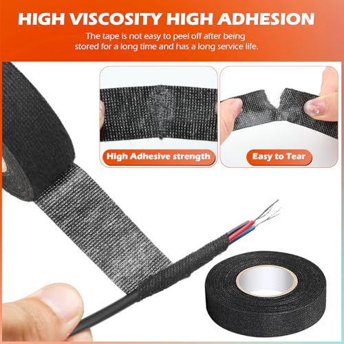 Image of Wire Harness Automotive Tape Self-Adhesive Wiring Harness Cloth Electrical Tape 1 Inch x 30 Feet Car Insulated Wire Loom Tape for Automotive Engine Insulation Protection 6 Rolls