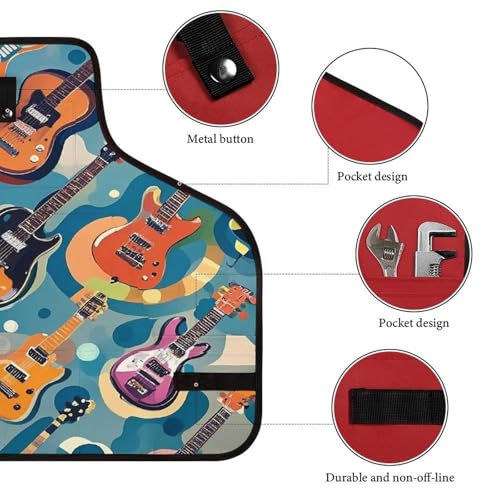 Delantal con diseño Rock Music, ajustable y con múltiples bolsillos miniatura 3