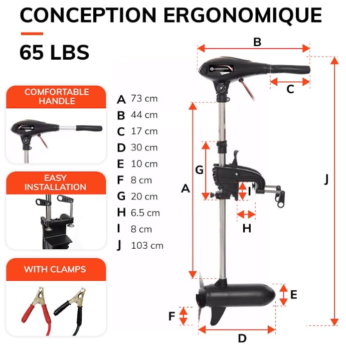 Orangemarine Motore elettrico per Barca e allegato 65 lbs