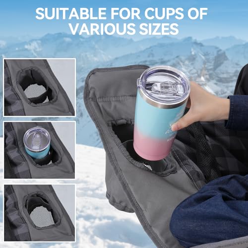 Huskfirm Double Camping Chairs Padded Loveseat Chair for 2 Person - Heavy Duty Oversized Camping Couch for Adults Outdoor Lawn Beach - Portable Folding Sofa with Cup Holders and Carry Bag の商品画像 4