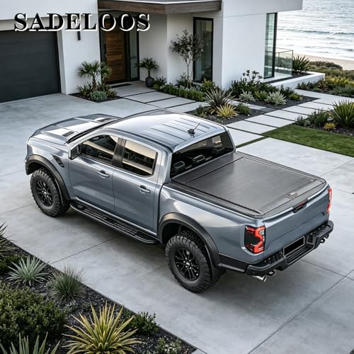 Image of SADELOOS Retractable Truck Bed Tonneau Cover Compatible with 2019-2026 Ranger (5' /60'') Retractable Hard Truck Bed Cover Key Lock