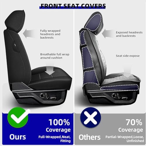 AOMSAZTO Seat Covers for Chevy Silverado GMC Sierra 1500 2007-2013 Crew Cab 2500HD 3500HD 2007-2014, Full Set Coverage for Chevrolet Faux Leather Truck Car Interior Accessories Black - Image 4