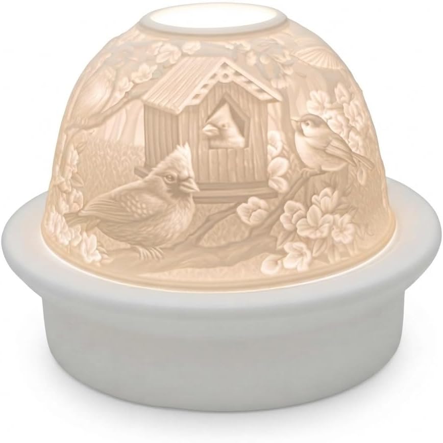 Bird House, LED Light, Porcelain, 4.75-inch Width x 3-inch Height, Home Decor