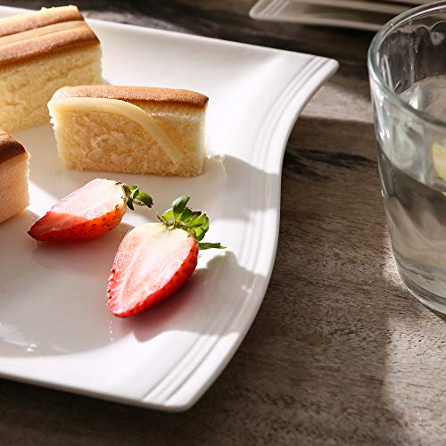 MALACASA serie Flora, Juego de Platos 12 piezas, Platos de Postre/Cenar/Fideo/Tarta, 8,25" Blanco Marfil Porcelana Platos Llanos - Imagen 5