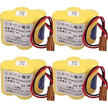 4-Pieces BR-2/3AGCT4A 6V PLC Battery for FANUC A98L-0031-0025 CNC Machine with Brown Plug