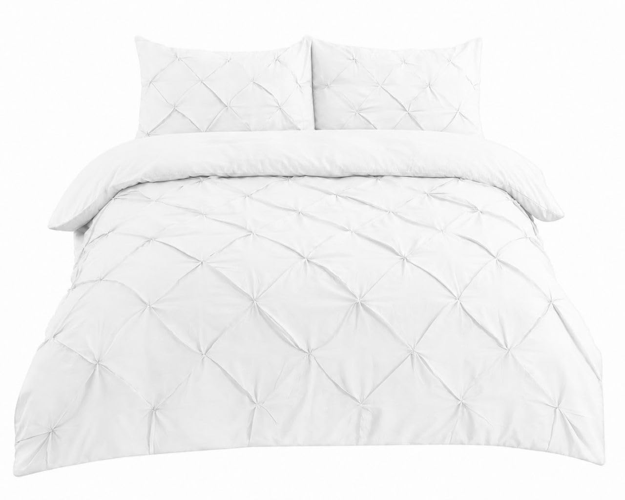 LAWRANCE CAPRINO Alexander Pintuck Duvet Cover Set – Super Soft Brushed Microfibre Bedding Set, 100% Polyester, Easy Care Quilt Cover Set