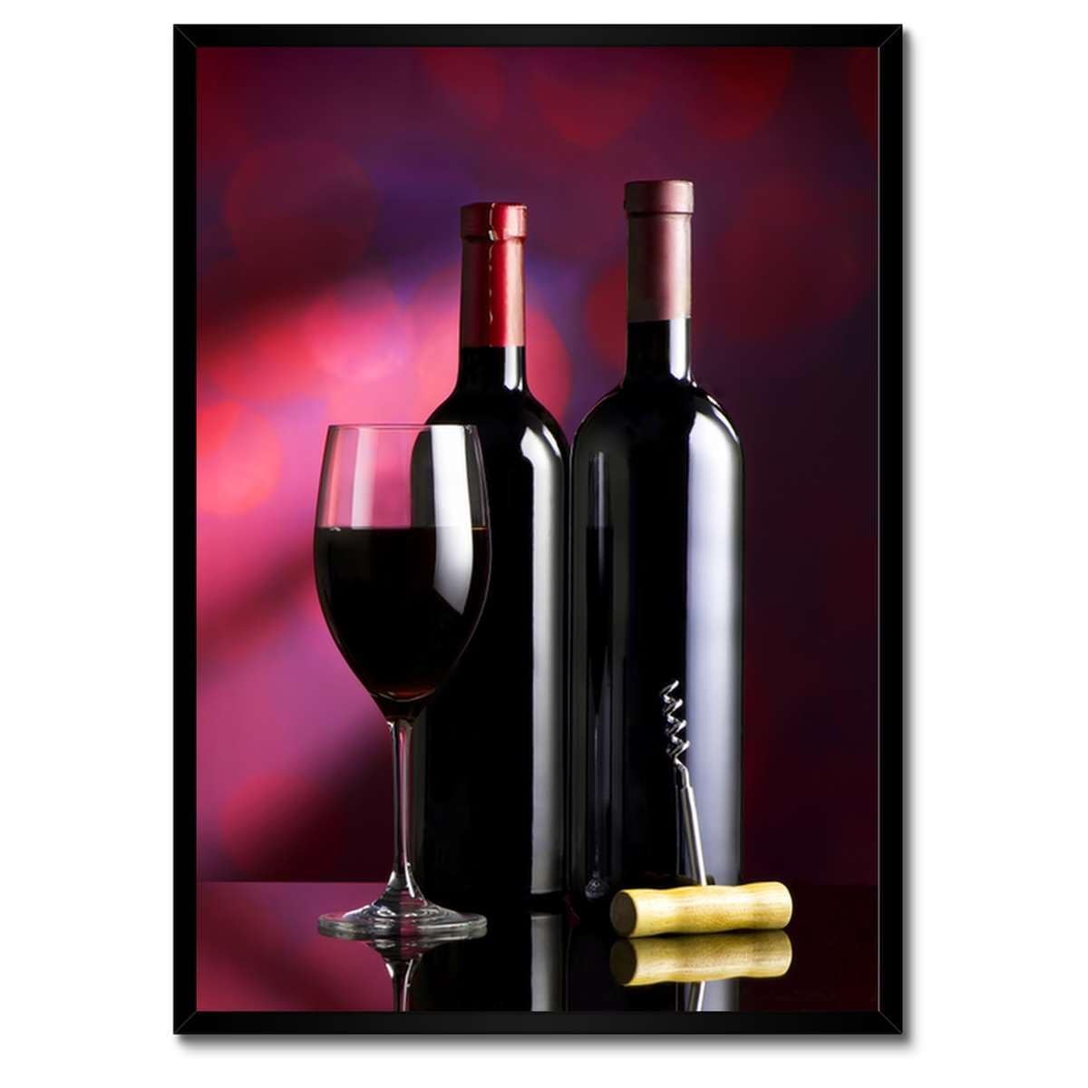 Poster in cornice bianca Wall Art Decor 50x70cm Due bottiglie di vino rosso e un bicchiere n. H10746Z_RAPL1H