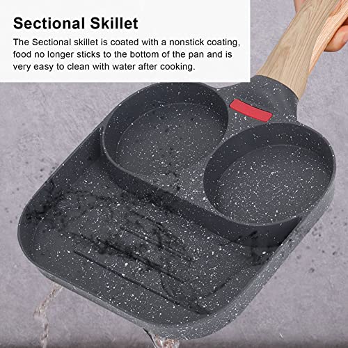 Eierpfanne Hitzeempfindliche Silikon-Aluminium-Pfannkuchenpfanne mit Bequemem Griff für Omelettes Hamburger Aluminiumlegierung (3 Löcher)