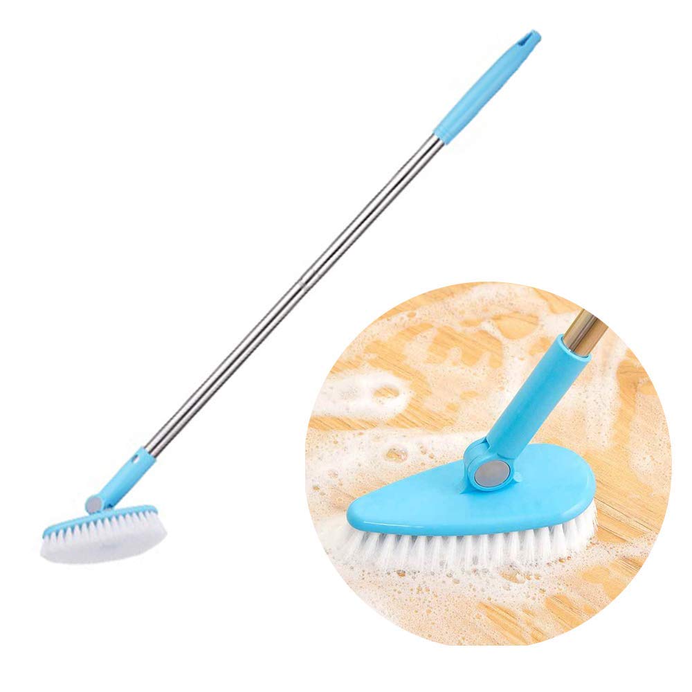 1 Piece Scalable Rotatable Long Extendable Handle Removable Tub/Bathroom/Tile/Scrub Brush Scrubber Telescopic Lightweight Alloy Handle Detachable (Blue)