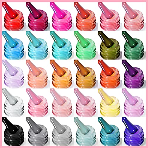 Image of SAVILAND 76PCS Gel Nail Polish Kit with 180W(5X Faster) U V Light - Starter Kit 30 Colors Gel Polish Spring Summer Nude White Soak-Off U V LED Nail Gel with 180W LED Nail Lamp Starter Kit, Gel Glossy /Matte Gel for Home DIY Nail Salon, Gift for Women