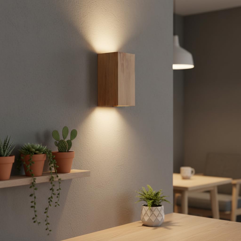 BARCELONA LED Applique Murale Bidirectionnelle en Bois Naturel "Durga" - Style Scandinave, Moderne, Japandi, Industriel et Classique, Éclairage Intérieur avec 2 x GU10