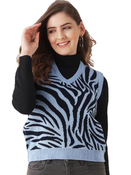 Image of Modeve Printed V Neck Sleeveless Sweater for Women||Winterwear||